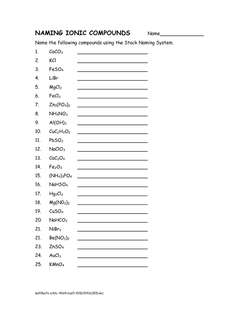 13 Best Images Of Writing Ionic Compounds Worksheet Worksheeto