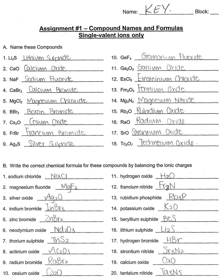 16 Ions And Ionic Compounds Worksheet Answer Key Semesprit