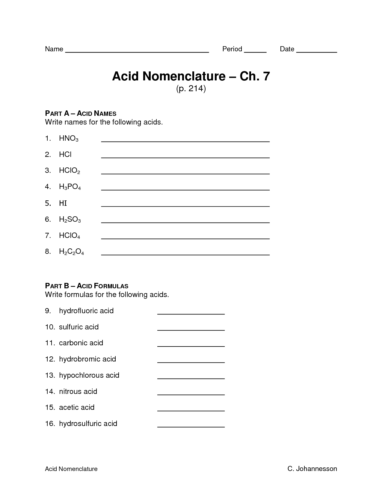 16 Practice Naming Acids Worksheet Worksheeto