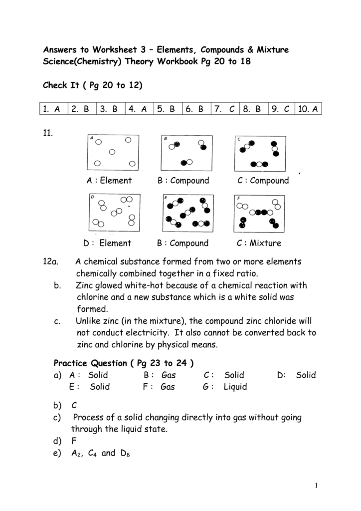 17 Elements Compounds And Mixtures Worksheet Answer Key Worksheeto