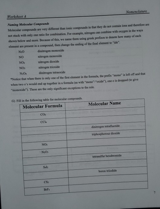 26 Naming Molecular Compounds Worksheet Answers Worksheet Information