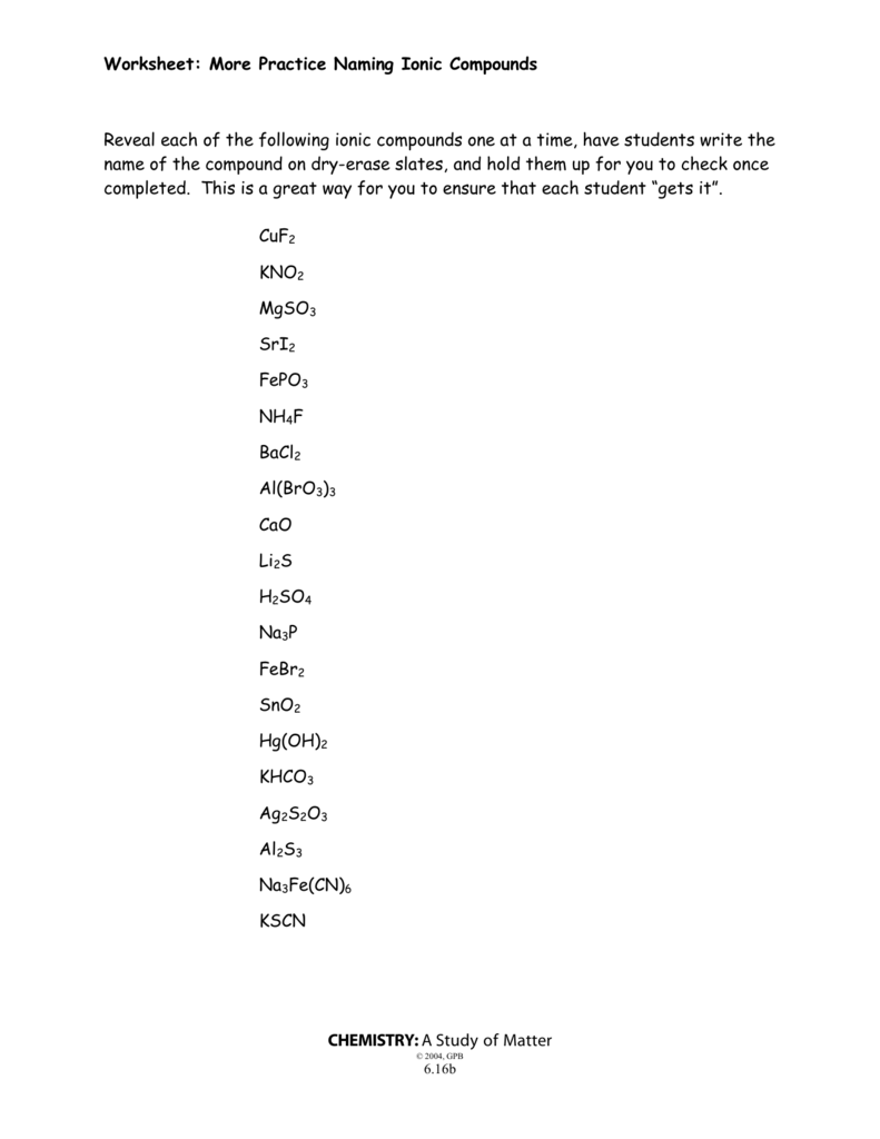 37 Naming Ionic Compounds Practice Worksheet Answer Key Worksheet