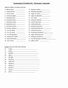 Naming Type 1 Compounds Worksheet - Compoundworksheets.com