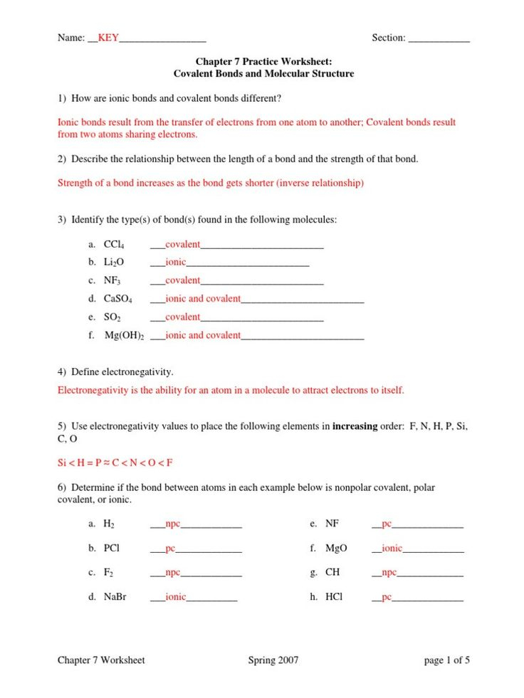 Bonding Basics Review Worksheet Answers