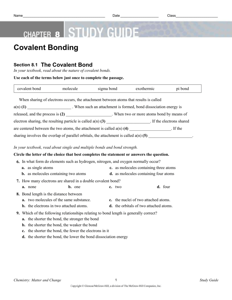 Ch8 Covalent Bonding Worksheet Answers Vegan Divas NYC