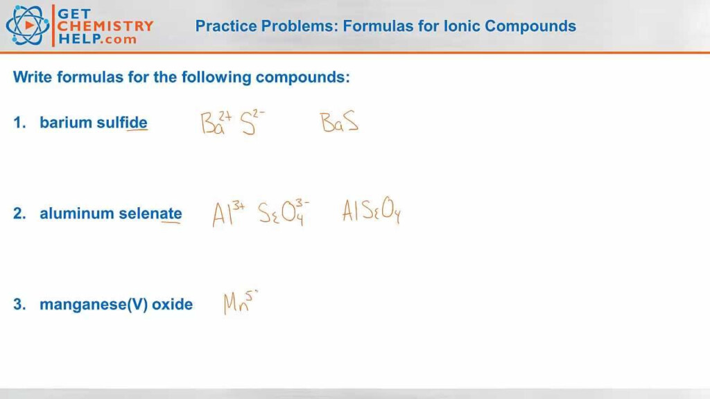 Chemistry Practice Problems Formulas For Ionic Compounds YouTube