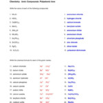 Chemistry Worksheet Naming Compounds