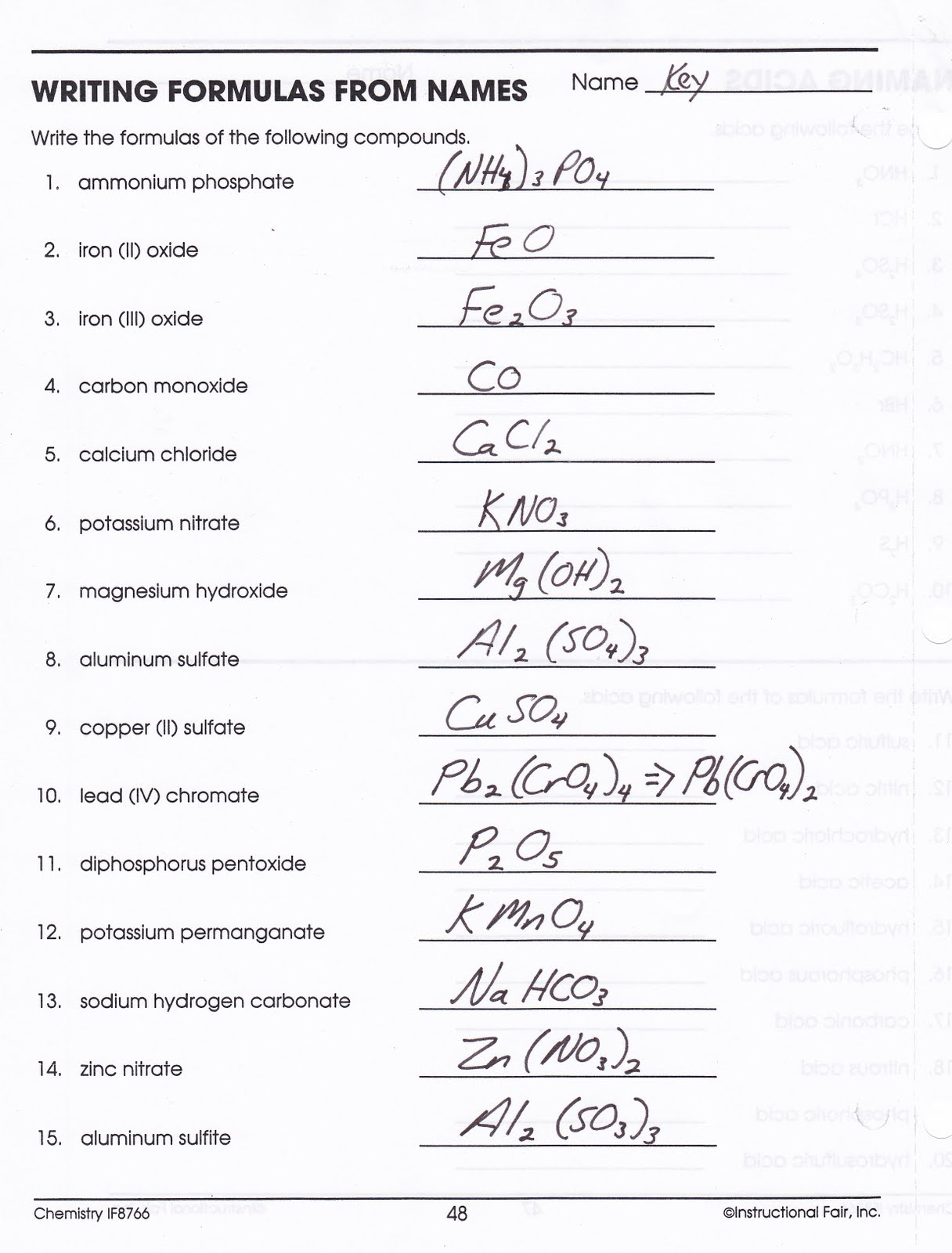 Heritage High School Chemistry 2010 11 Writing Compound Names And