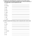 Naming Chemical Compounds Worksheet