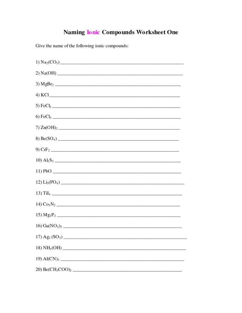 Naming Covalent Compounds Worksheet Answer Key Db excel