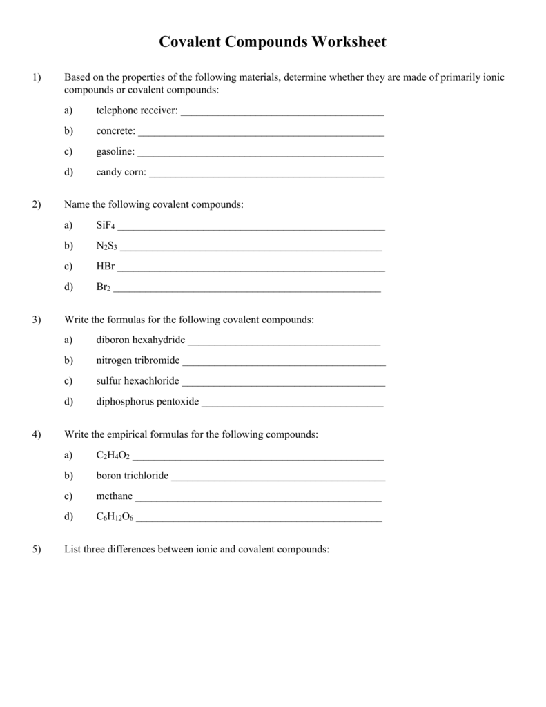 Naming Covalent Compounds Worksheet Naming Mixed Ionic And Covalent 