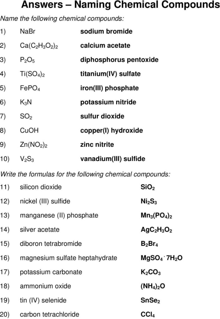 Naming Ionic Compounds Answer Key Pdf Db excel