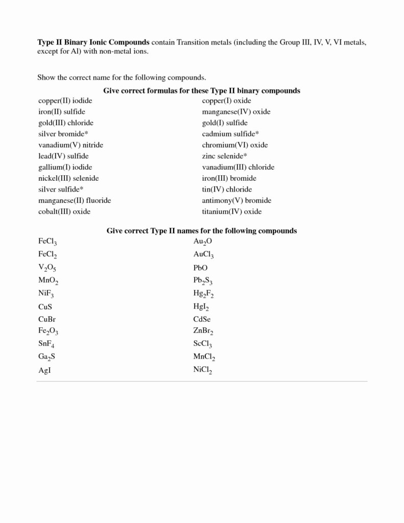 Naming Ionic Compounds Worksheet Answers Pdf