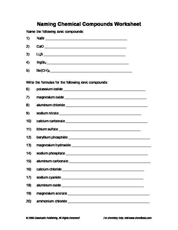 Naming Ionic Compounds Worksheet Caco3 SHOTWERK