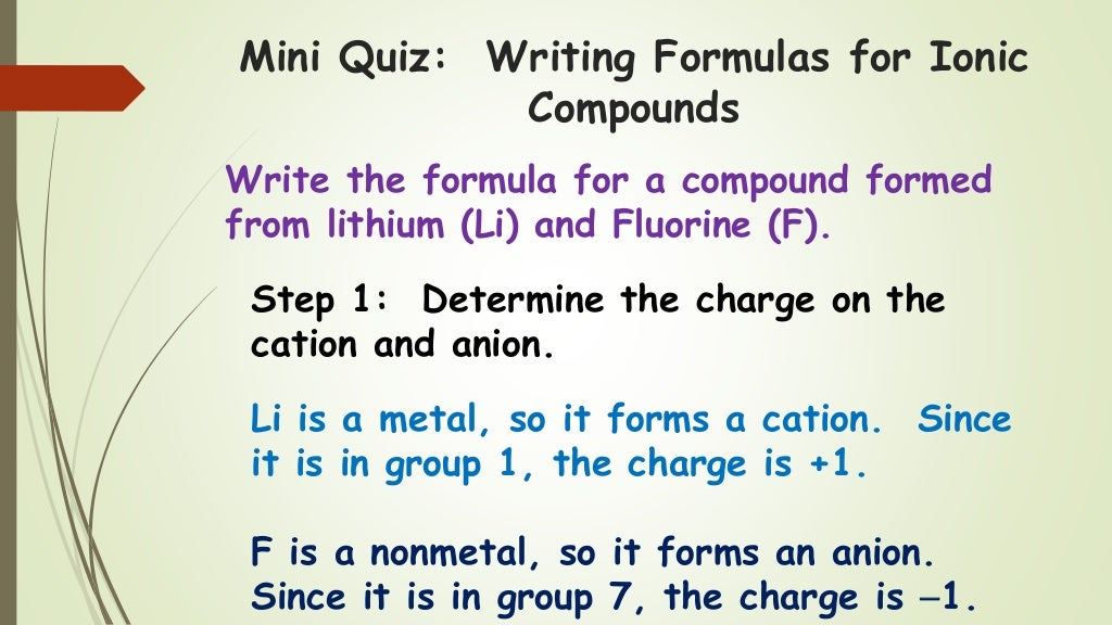 Naming Ionic Compounds Writing Emp Formulas