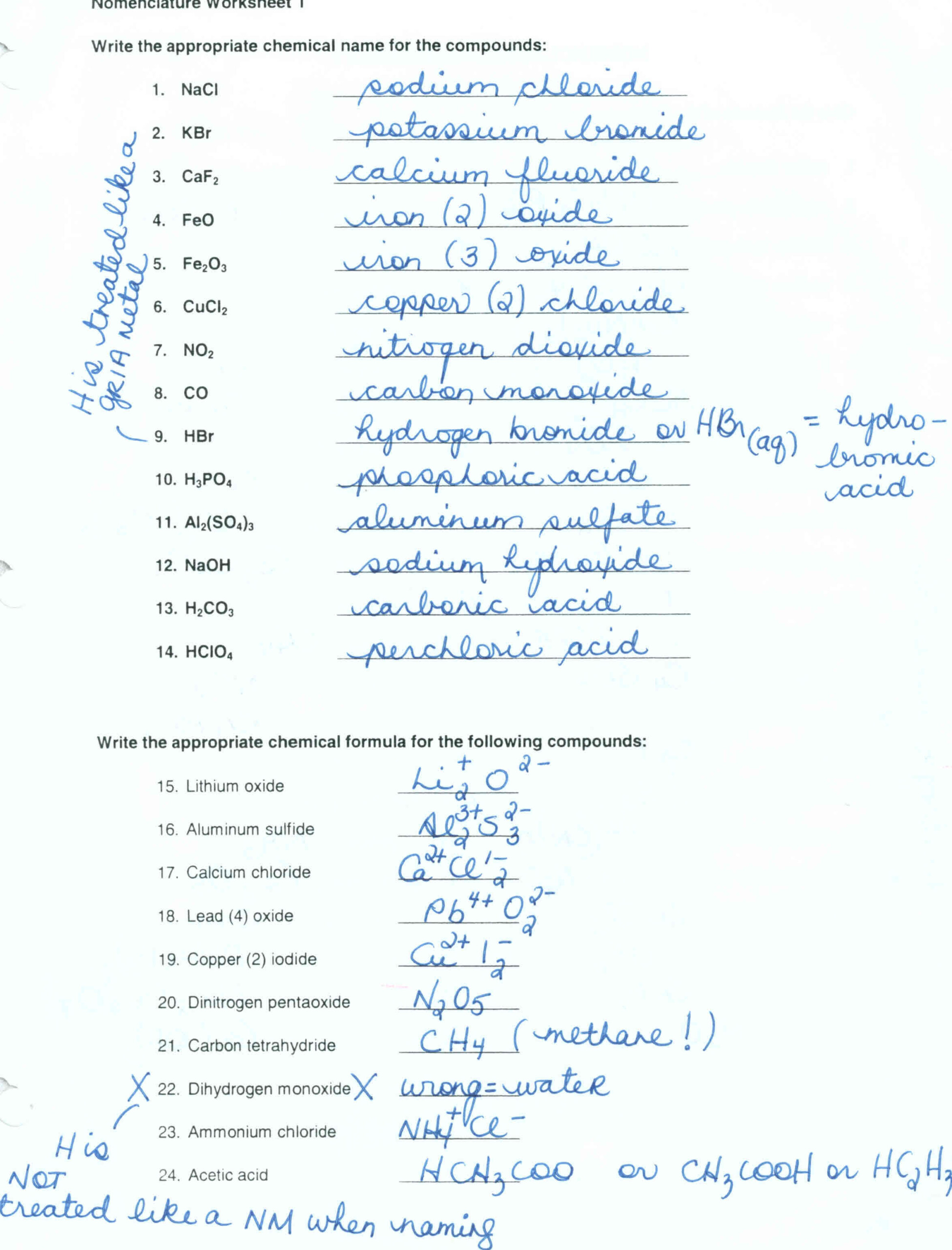 Nomenclature Worksheet 1 Answers The Best Worksheets Image Worksheets 