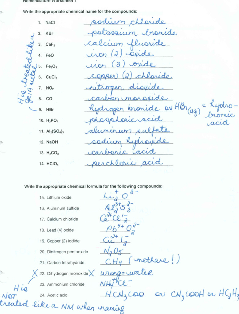 Nomenclature Worksheet 1 Answers The Best Worksheets Image Worksheets 