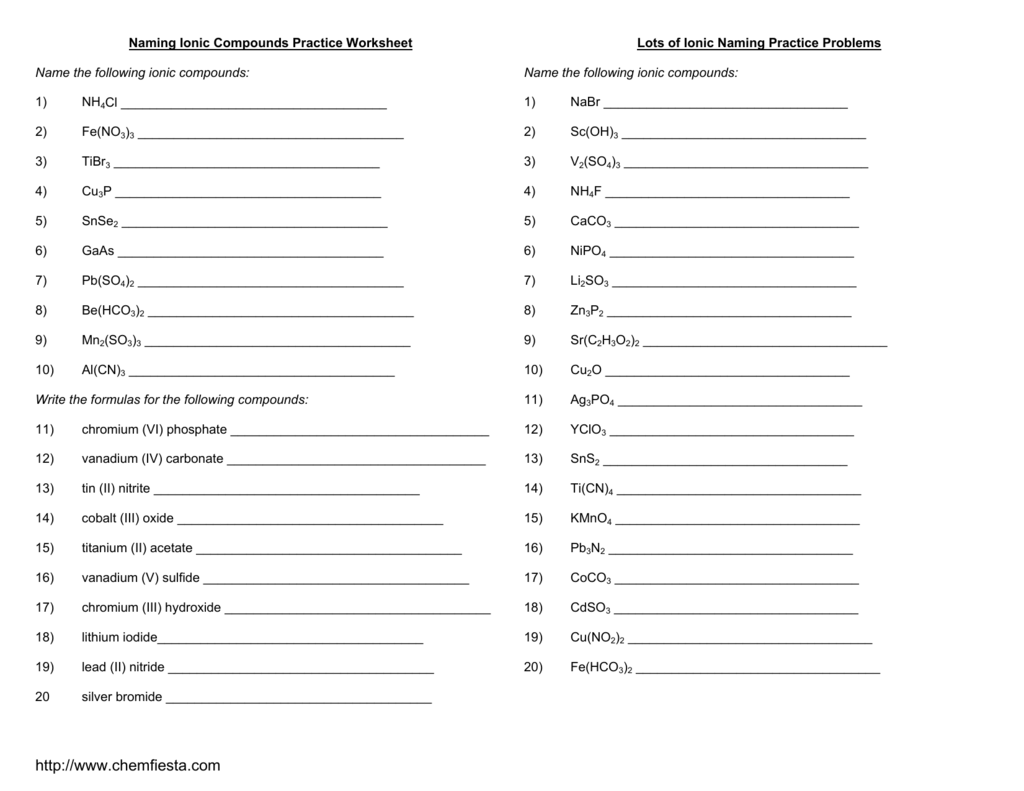 Nomenclature Worksheet 2 Answers Printable Worksheets And Activities 