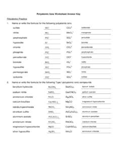 Naming Ions And Chemical Compounds Worksheet Answers ...