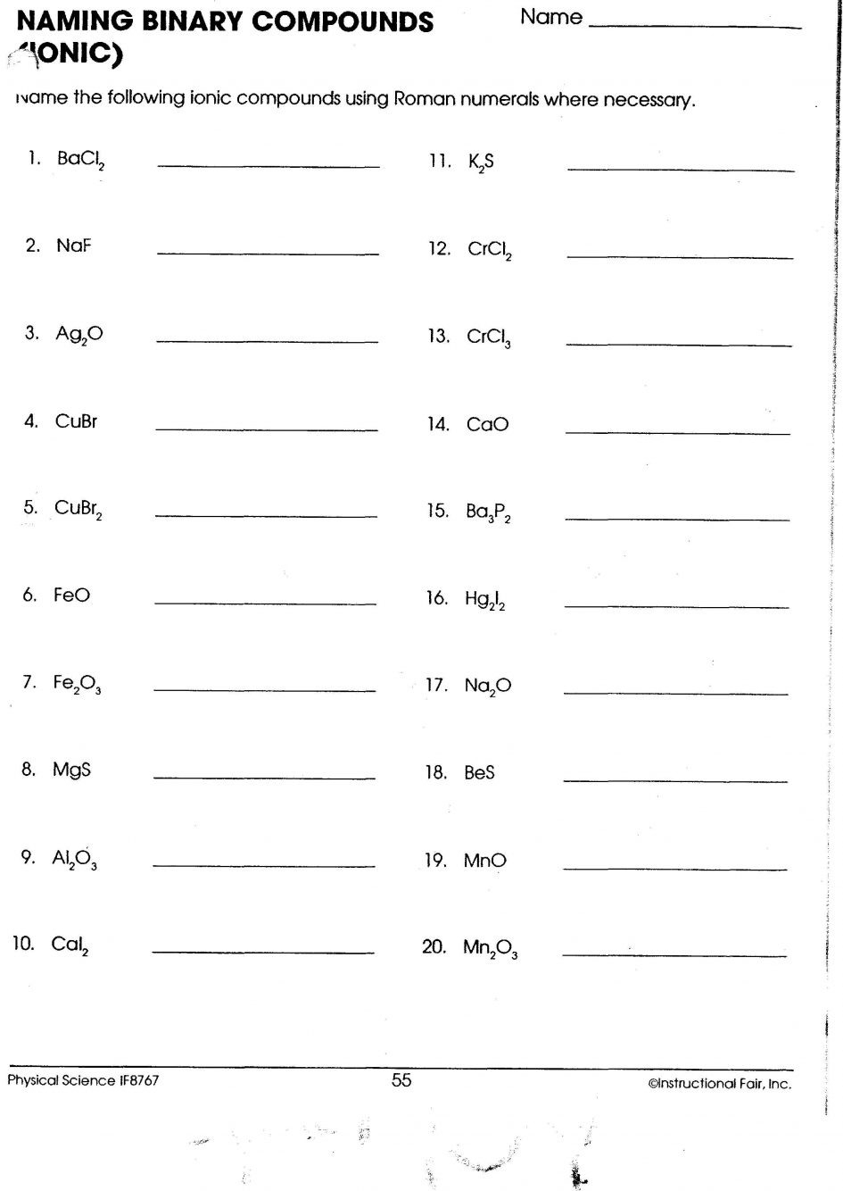 Worksheet Chemical Formula Writing Worksheet S And Db excel