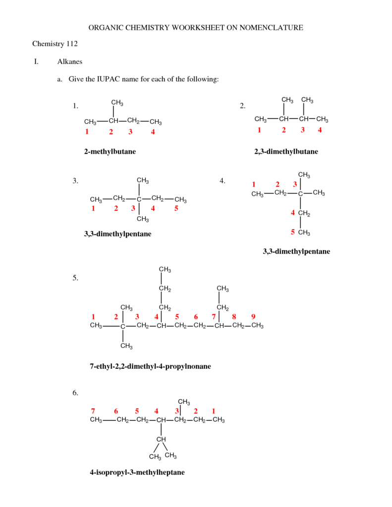 10 Simple Organic Compounds Worksheet Worksheeto