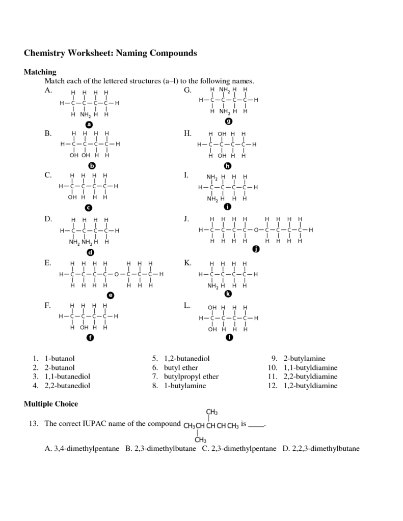 16 Naming Organic Compounds Practice Worksheet Worksheeto