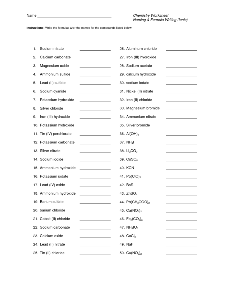 43 Binary Ionic Compounds Worksheet Answers Writing And Naming Free 