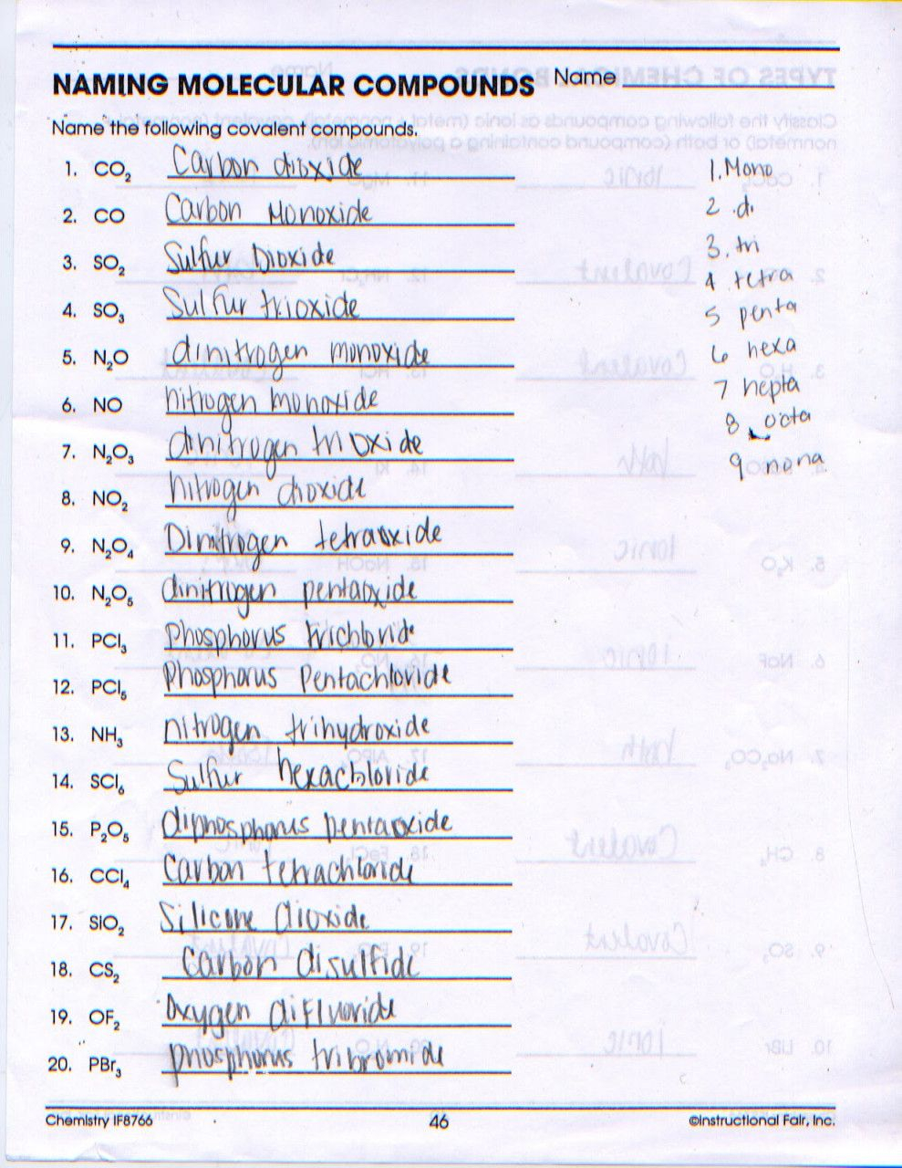 Chemical Bonding Worksheet Sierras Chemistry Blog Types Of Chemical 