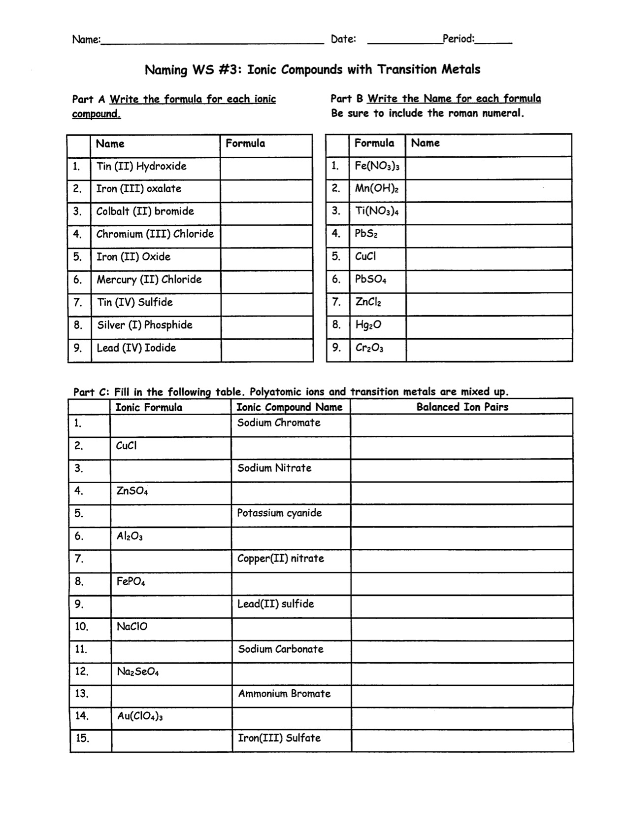 Chemistry Naming Compounds Handout Answer Key Foto Kolekcija