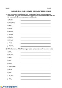 Compounds Names And Formulas Worksheet - CompoundWorksheets.com