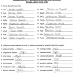 Covalent Nomenclature Worksheet Nomenclature Worksheet 1 For Db excel
