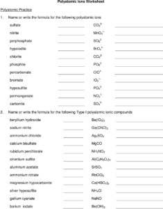 Formulas With Polyatomic Ions Worksheet Answers Db Excel ...