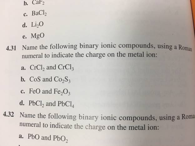 Get Answer Name The Following Binary Ionic Compounds Using A Roman