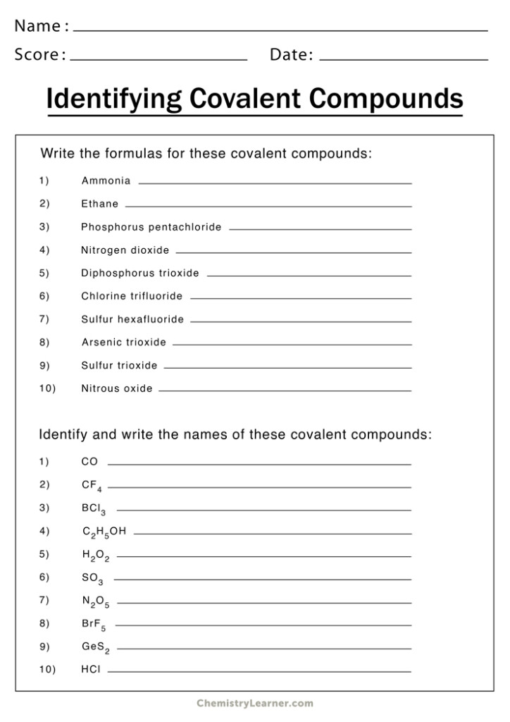 Naming Covalent Compounds Worksheet Answers Nf3 Naturalism