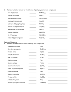 Naming Worksheet 2 Ionic Compounds With Polyatomic Ions ...