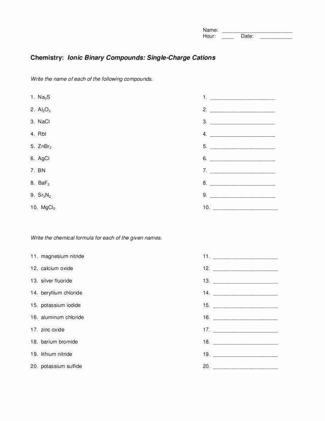 Review Naming Ionic Compounds Answer Key