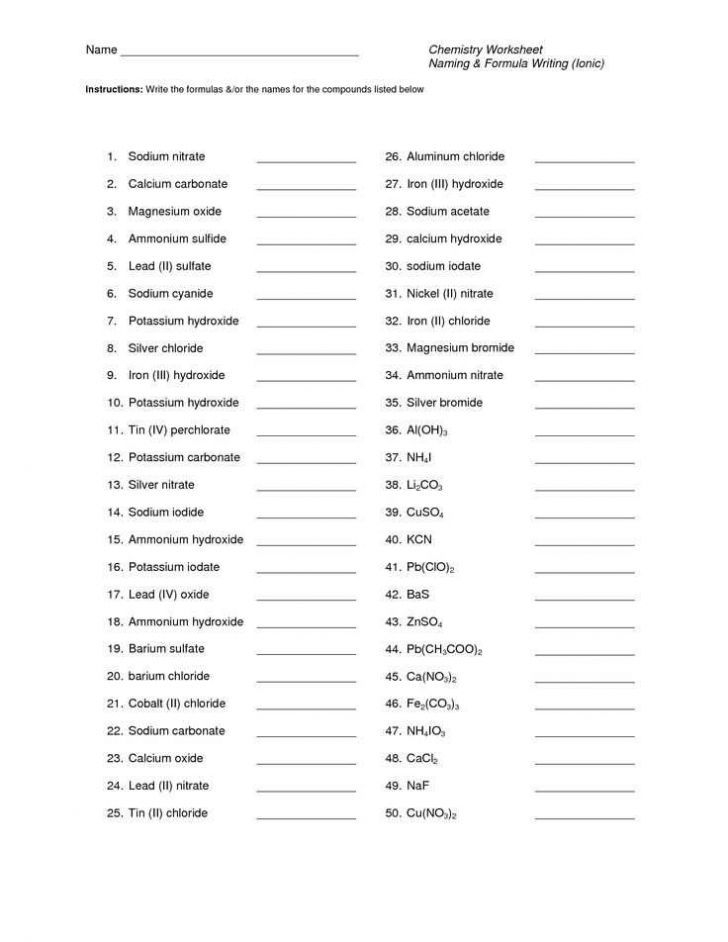 Writing Chemical Formulas Worksheet Answer Key Or Worksheets 46 Re