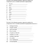 Ionic Bonding And Ionic Compounds Worksheet Answers