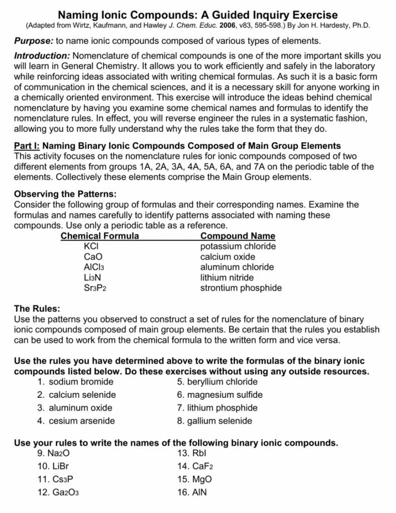 Naming Ionic Compounds Worksheet 650843 Naming Ionic Db excel