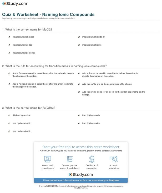 Naming Ionic Compounds Worksheet Answer Key Pogil Endinspire