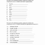 Types Of Compounds Worksheet