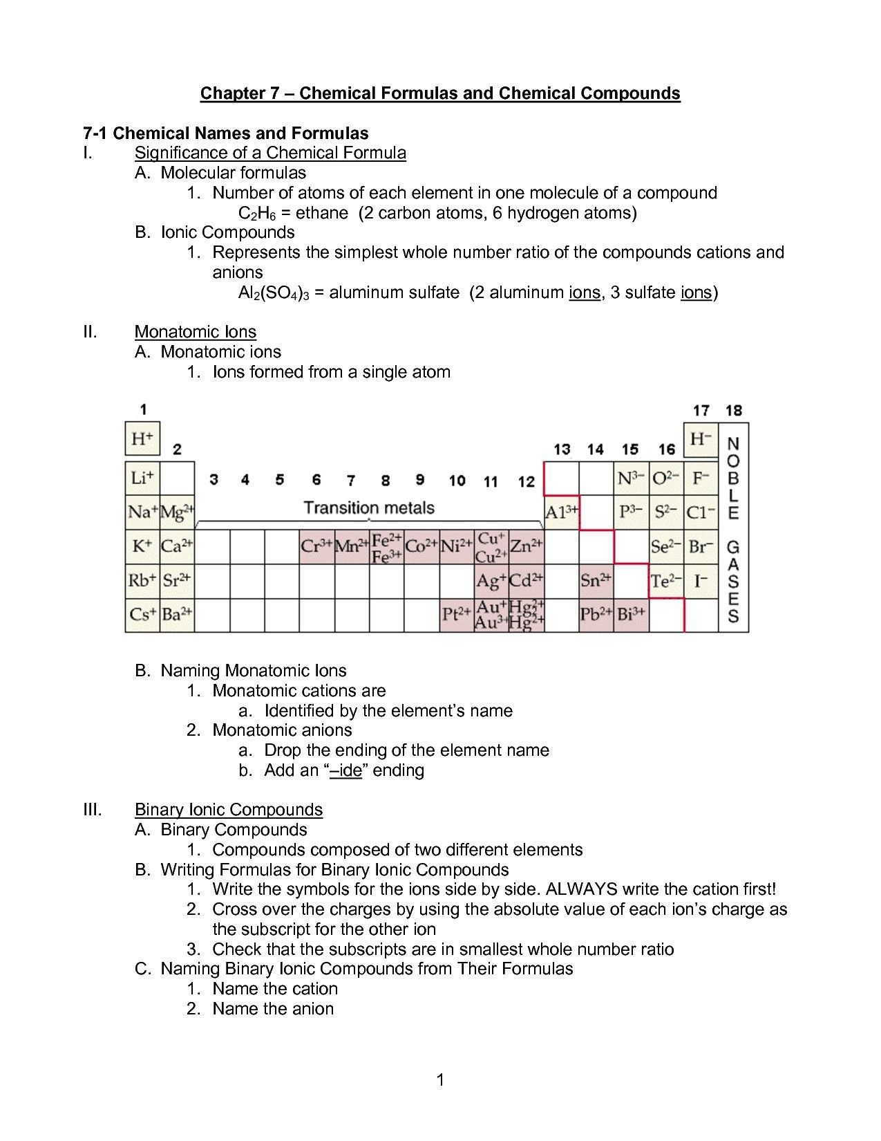 Writing Formulas Ionic Compounds Chem Worksheet 8 3 Writing Worksheets